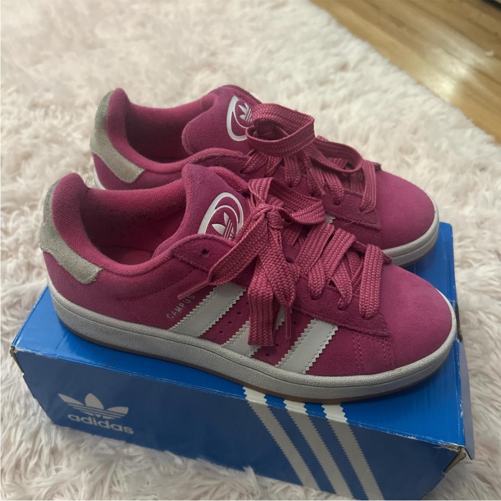 Adidas Women's Pink and White Sneakers